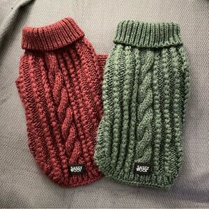 Sassy Woof Cable Knit Sweater Bundle Red and Dark Green Size Large